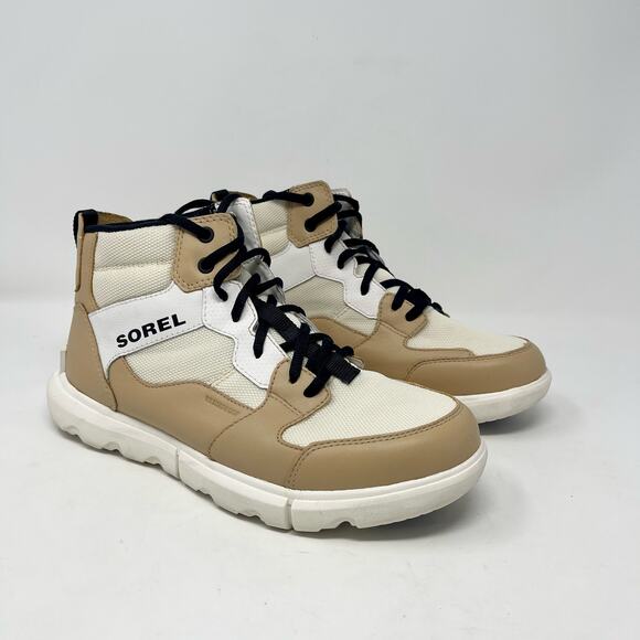 Sorel Explorer 2 Mid Sneaker Chalk‎ Black Tan Waterproof High Top Sneaker Shoe - Picture 1 of 8